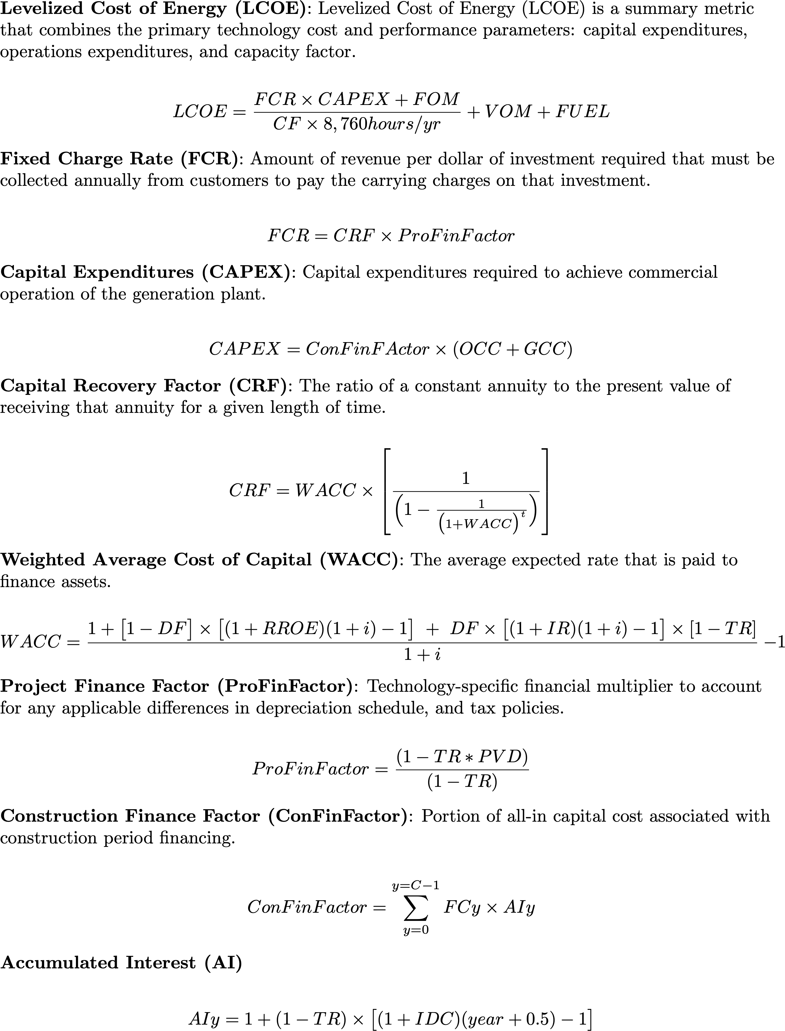 Various equations used in the ATB